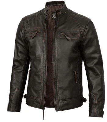 Angel Jackets Distressed Cafe Racer Leather Jacket