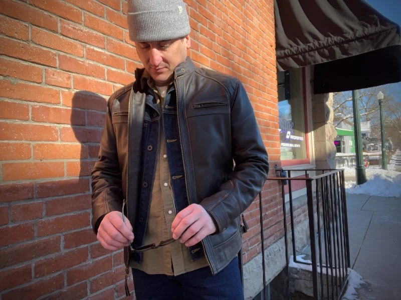 The Adult Man Angel Jackets Cafe Racer Standing Against Brick Wall 800