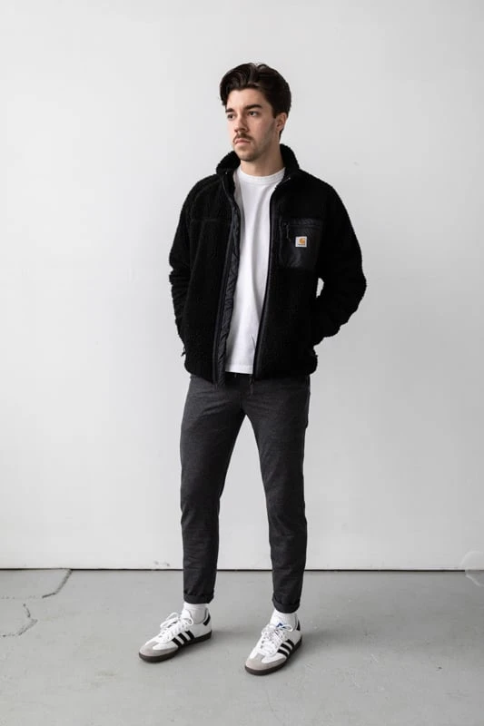 Vuori Ponto Performance Pant worn with sneakers and jacket