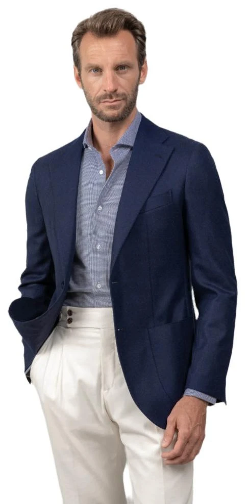 Pini Parma Blue Jacket in Lora Piana Wool and Cashmere