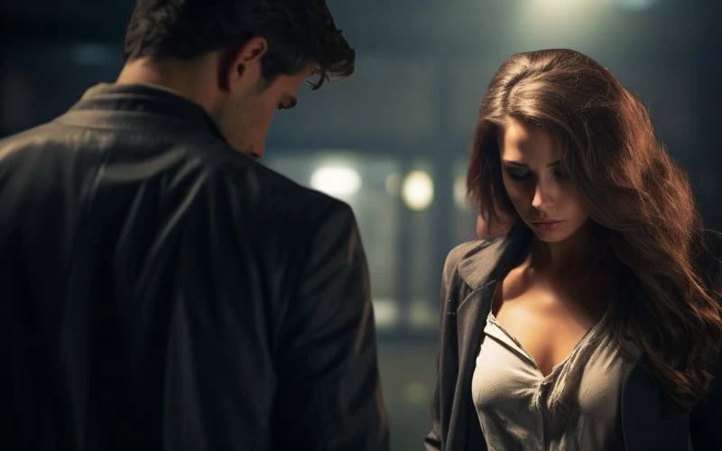 woman breaking up with man