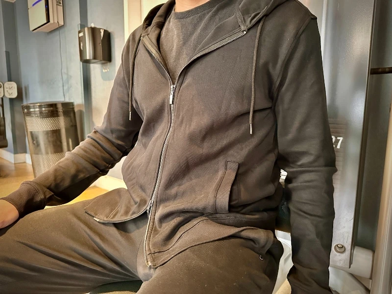 Robert Barakett Double Sided Zipper Cortina Hoodie Sitting