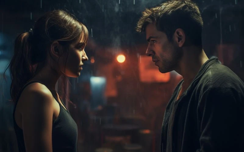 man and woman realizing its over