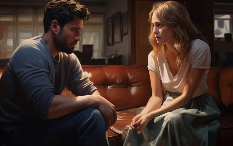 woman upset by mans emotions