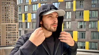 Matt Guilielmi from The Adult Man Wearing Robert Barakett Cortina Hoodie on New York rooftop
