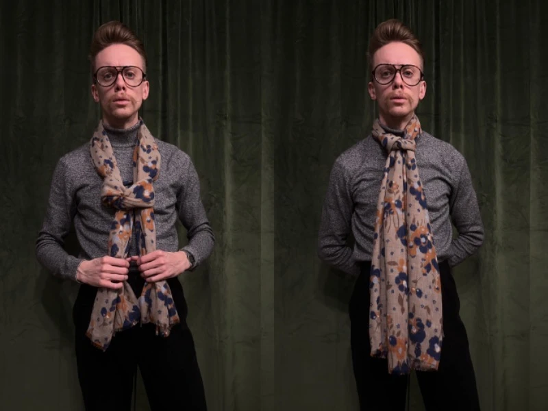 model in glasses styling a scarf