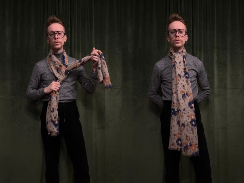 model skillfully tying a scarf