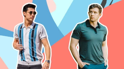 Abstract image of two models wearing polos