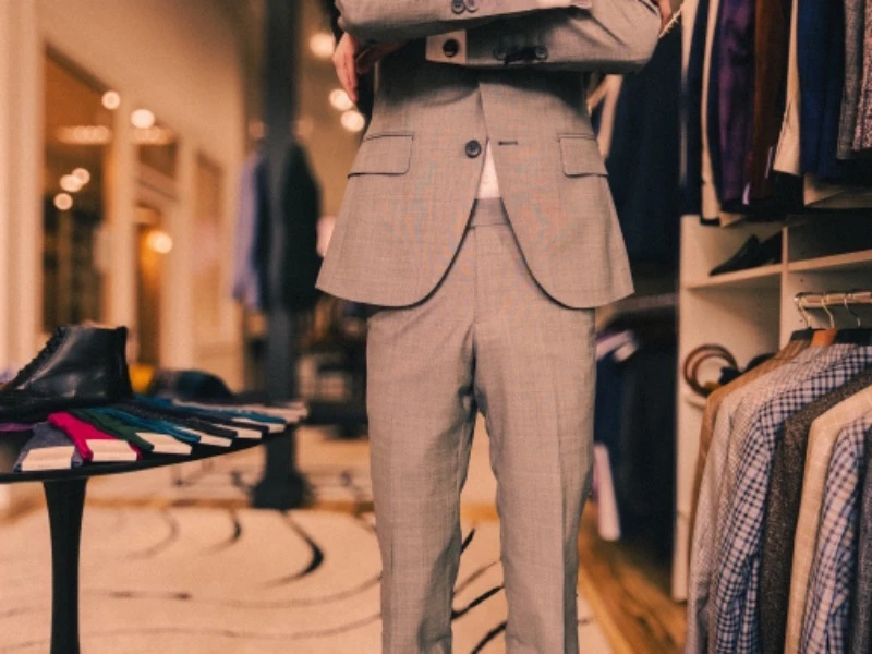 Close up of Photo Cross armed Model Wearing Grey Suit