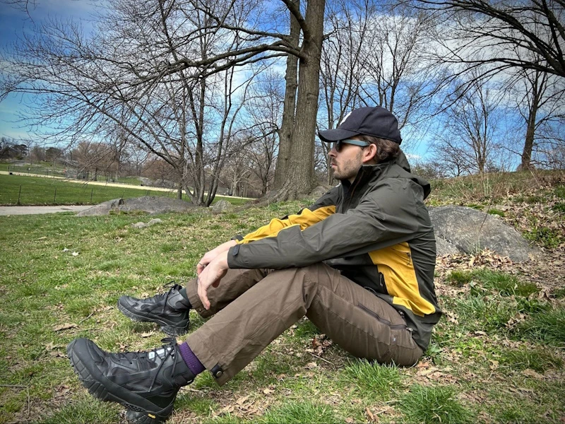 Model Sitting Wearing Radiki Outsider Pants
