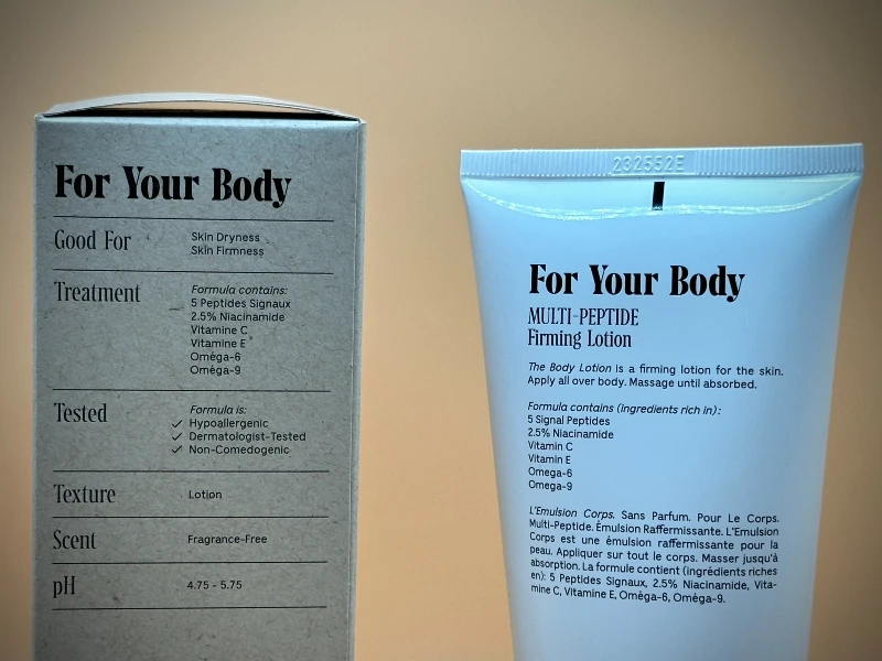 Necessaire The Body Lotion Packaging Details