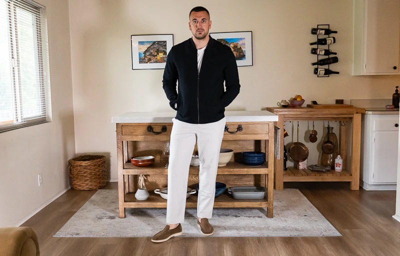 Model wearing New Venture Trouser