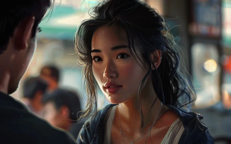 woman noticing a man