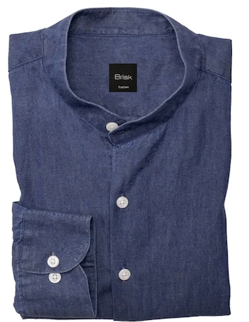 Brisk Denim Rinse Wash Shirt - Band Collar