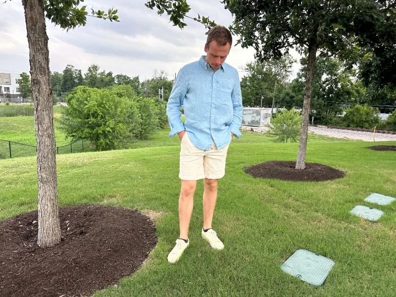 The Adult Man Madda Fella Ernest Linen Blue Shirt 800