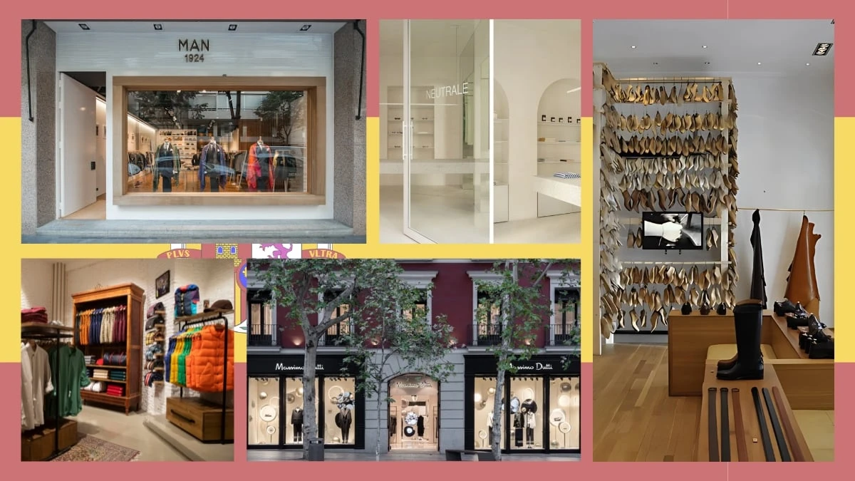 The Adult Man Best Menswear Spots Madrid Various Shops Over Flag of Spain