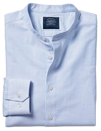 Charles Tyrwhitt Collarless Stretch Washed Oxford Shirt