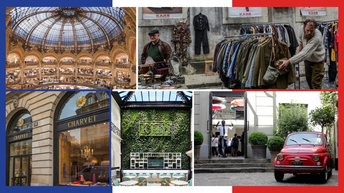 The Adult Man Top 5 Menswear Shops in Paris Stores Laid Over Flag of France
